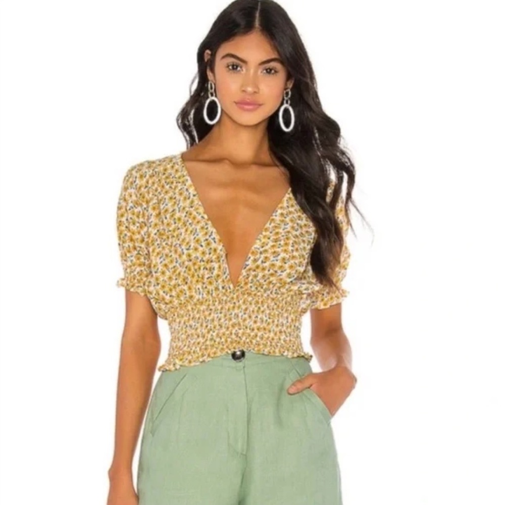 FAITHFULL THE BRAND MARGUERITE FLORAL - YELLOW - FIRST LIGHT TOP